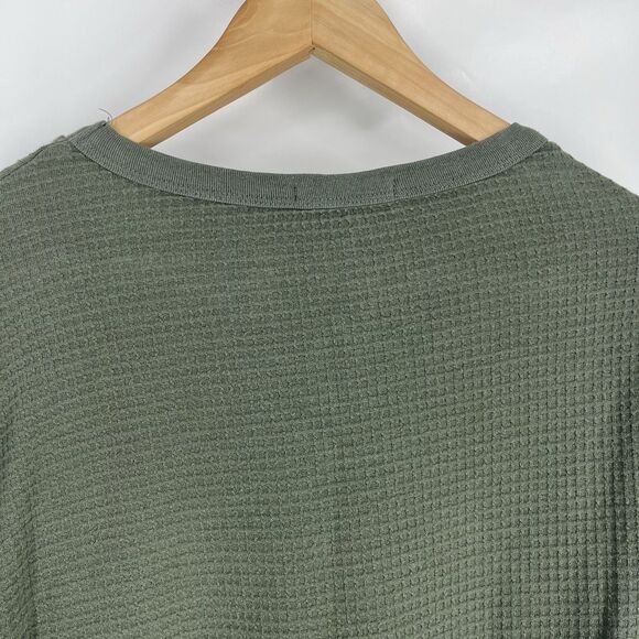 Marine Layer Shirt Size Medium Mens Green Thermal Waffle Knit Pocket Crew Neck - Picture 6 of 8